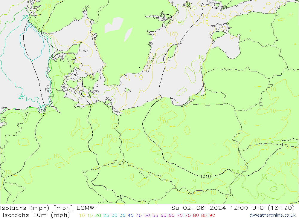 Isotachs (mph) ECMWF Su 02.06.2024 12 UTC