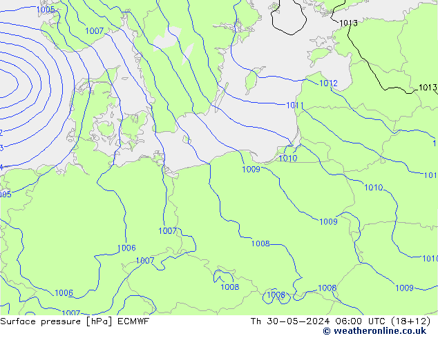 ciśnienie ECMWF czw. 30.05.2024 06 UTC