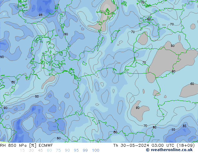 RV 850 hPa ECMWF do 30.05.2024 03 UTC