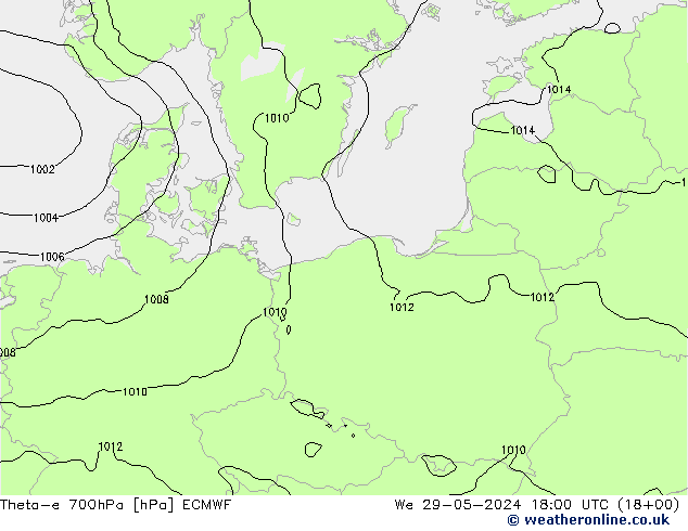 Theta-e 700hPa ECMWF St 29.05.2024 18 UTC