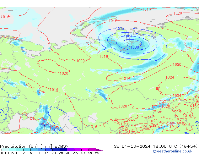 Precipitação (6h) ECMWF Sáb 01.06.2024 00 UTC