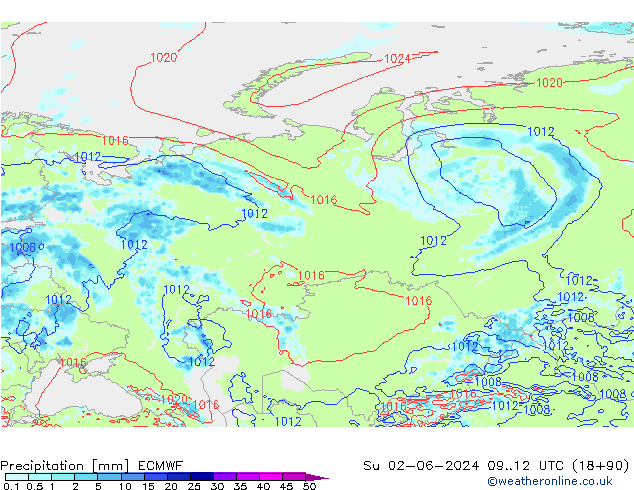 Yağış ECMWF Paz 02.06.2024 12 UTC