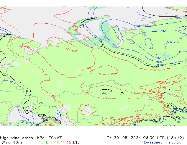 Windvelden ECMWF do 30.05.2024 06 UTC