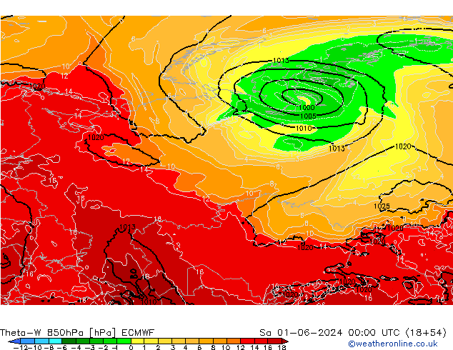 Theta-W 850hPa ECMWF Sáb 01.06.2024 00 UTC