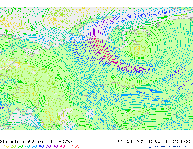 Rüzgar 300 hPa ECMWF Cts 01.06.2024 18 UTC