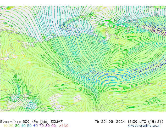 Rüzgar 500 hPa ECMWF Per 30.05.2024 15 UTC