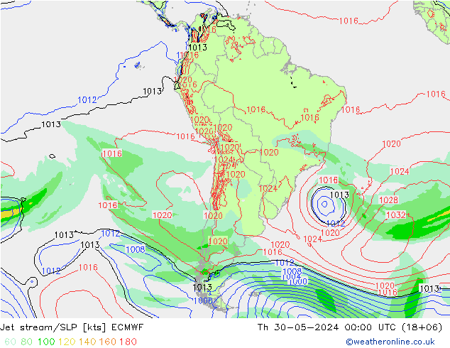 джет/приземное давление ECMWF чт 30.05.2024 00 UTC