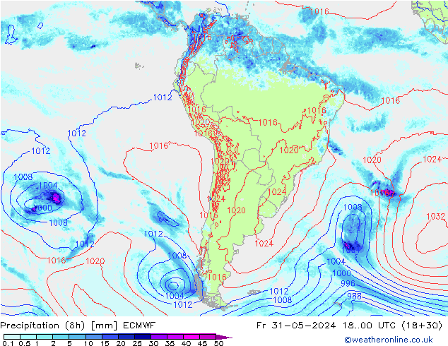 Precipitazione (6h) ECMWF ven 31.05.2024 00 UTC