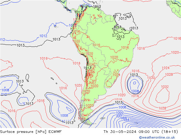 Yer basıncı ECMWF Per 30.05.2024 09 UTC
