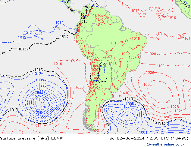 приземное давление ECMWF Вс 02.06.2024 12 UTC