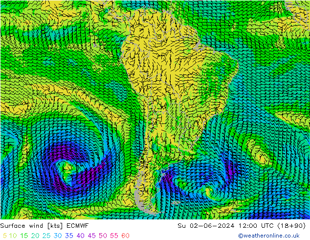 Rüzgar 10 m ECMWF Paz 02.06.2024 12 UTC