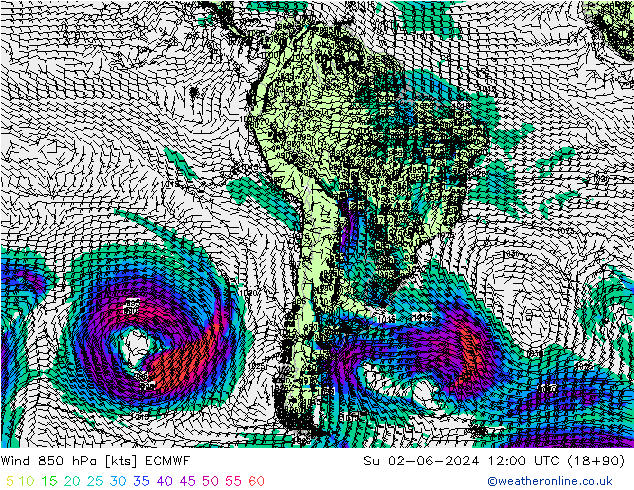 Wind 850 hPa ECMWF Su 02.06.2024 12 UTC