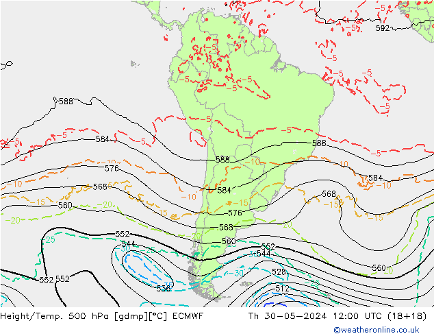 Z500/Yağmur (+YB)/Z850 ECMWF Per 30.05.2024 12 UTC