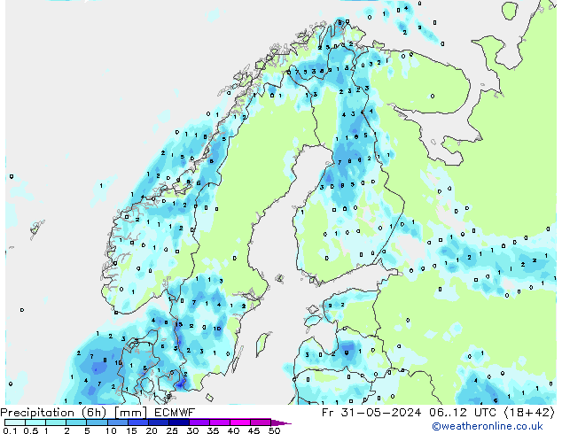 Z500/Rain (+SLP)/Z850 ECMWF Fr 31.05.2024 12 UTC