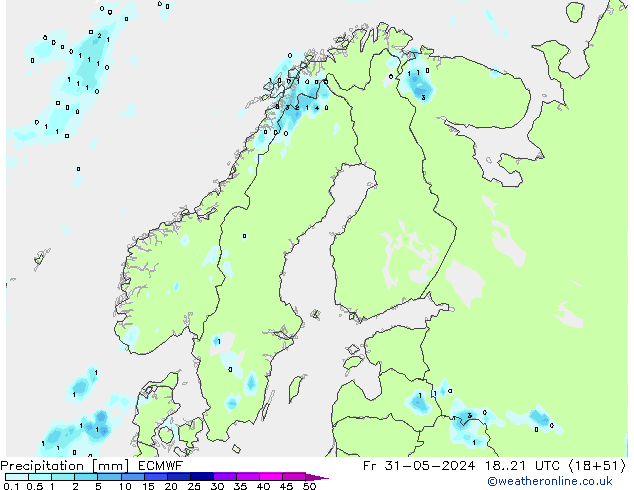 Precipitation ECMWF Fr 31.05.2024 21 UTC