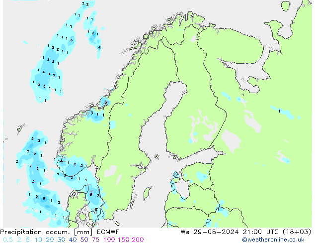 Toplam Yağış ECMWF Çar 29.05.2024 21 UTC