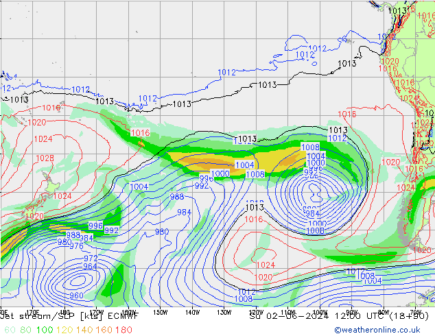 джет/приземное давление ECMWF Вс 02.06.2024 12 UTC