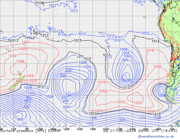 Luchtdruk (Grond) ECMWF za 01.06.2024 09 UTC