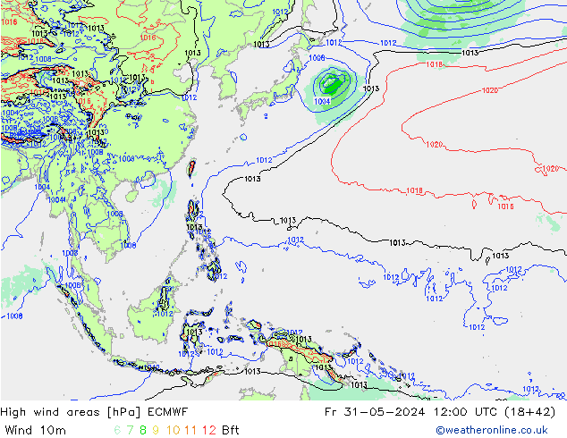 High wind areas ECMWF пт 31.05.2024 12 UTC