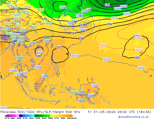 Thck 500-1000hPa ECMWF ven 31.05.2024 06 UTC