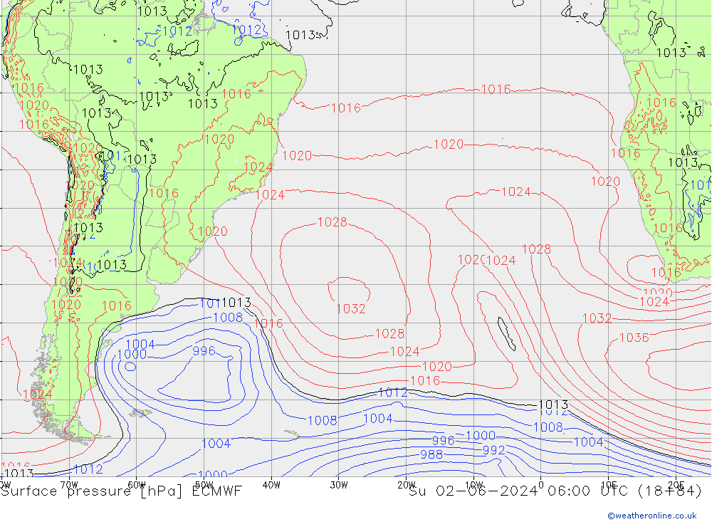 приземное давление ECMWF Вс 02.06.2024 06 UTC