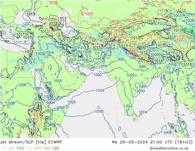 高速氣流/地面气压 ECMWF 星期三 29.05.2024 21 UTC