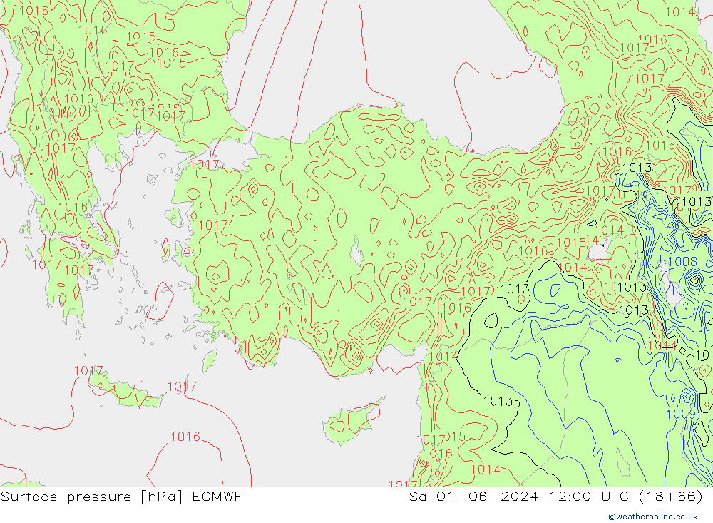 Surface pressure ECMWF Sa 01.06.2024 12 UTC