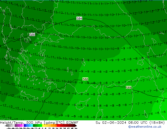 Z500/Rain (+SLP)/Z850 ECMWF Su 02.06.2024 06 UTC