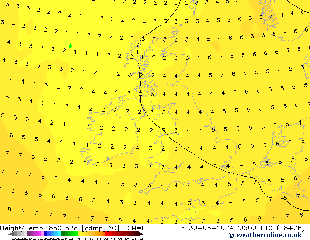 Z500/Rain (+SLP)/Z850 ECMWF jue 30.05.2024 00 UTC