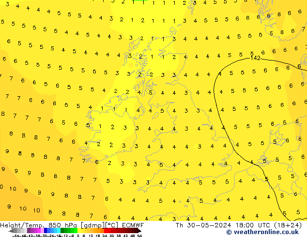 Z500/Yağmur (+YB)/Z850 ECMWF Per 30.05.2024 18 UTC