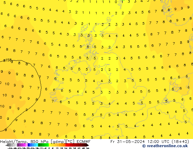 Z500/Regen(+SLP)/Z850 ECMWF vr 31.05.2024 12 UTC