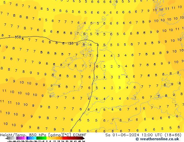 Z500/Rain (+SLP)/Z850 ECMWF sam 01.06.2024 12 UTC