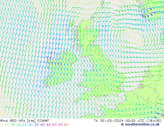 Vent 850 hPa ECMWF jeu 30.05.2024 00 UTC