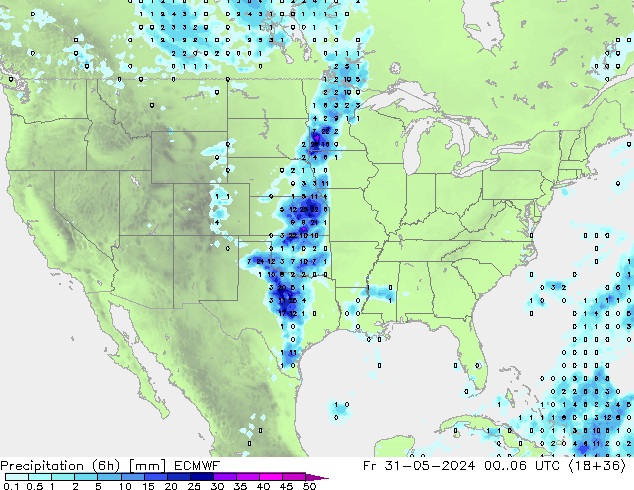 Z500/Rain (+SLP)/Z850 ECMWF Fr 31.05.2024 06 UTC