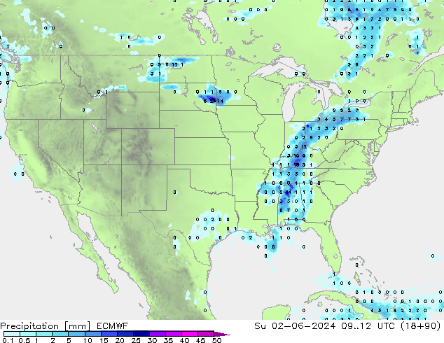 Precipitation ECMWF Su 02.06.2024 12 UTC