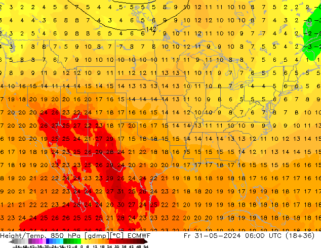 Z500/Yağmur (+YB)/Z850 ECMWF Cu 31.05.2024 06 UTC