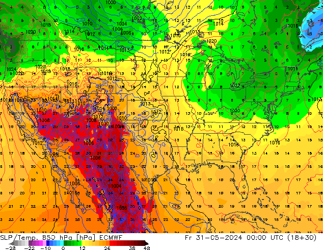 SLP/Temp. 850 hPa ECMWF Fr 31.05.2024 00 UTC