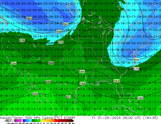 Z500/Rain (+SLP)/Z850 ECMWF Fr 31.05.2024 06 UTC