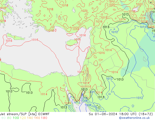 Jet Akımları/SLP ECMWF Cts 01.06.2024 18 UTC