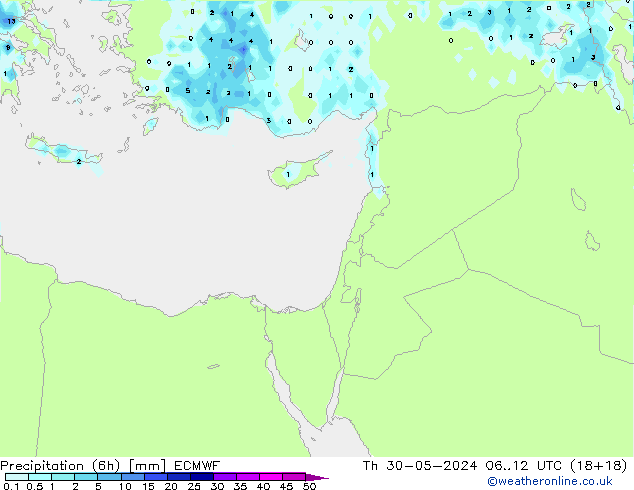 осадки (6h) ECMWF чт 30.05.2024 12 UTC