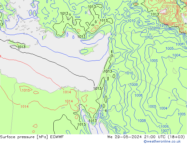Surface pressure ECMWF We 29.05.2024 21 UTC