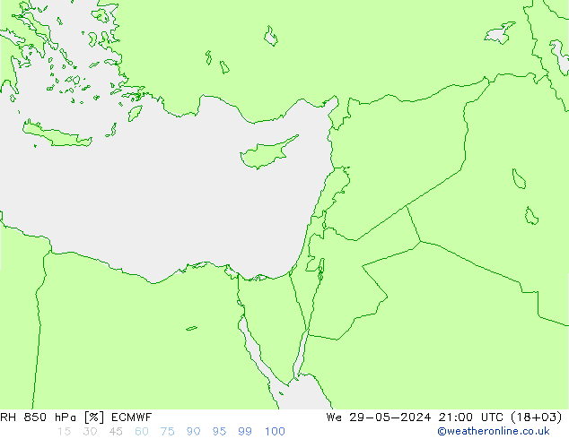 RH 850 hPa ECMWF We 29.05.2024 21 UTC