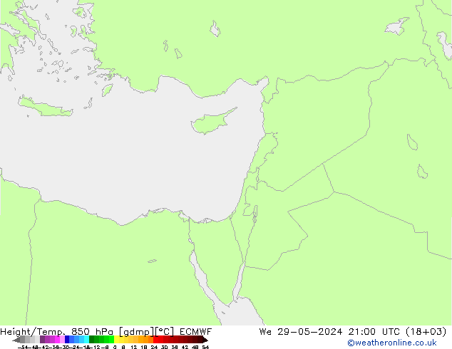 Height/Temp. 850 hPa ECMWF We 29.05.2024 21 UTC