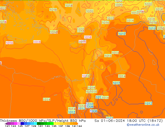 850-1000 hPa Kalınlığı ECMWF Cts 01.06.2024 18 UTC