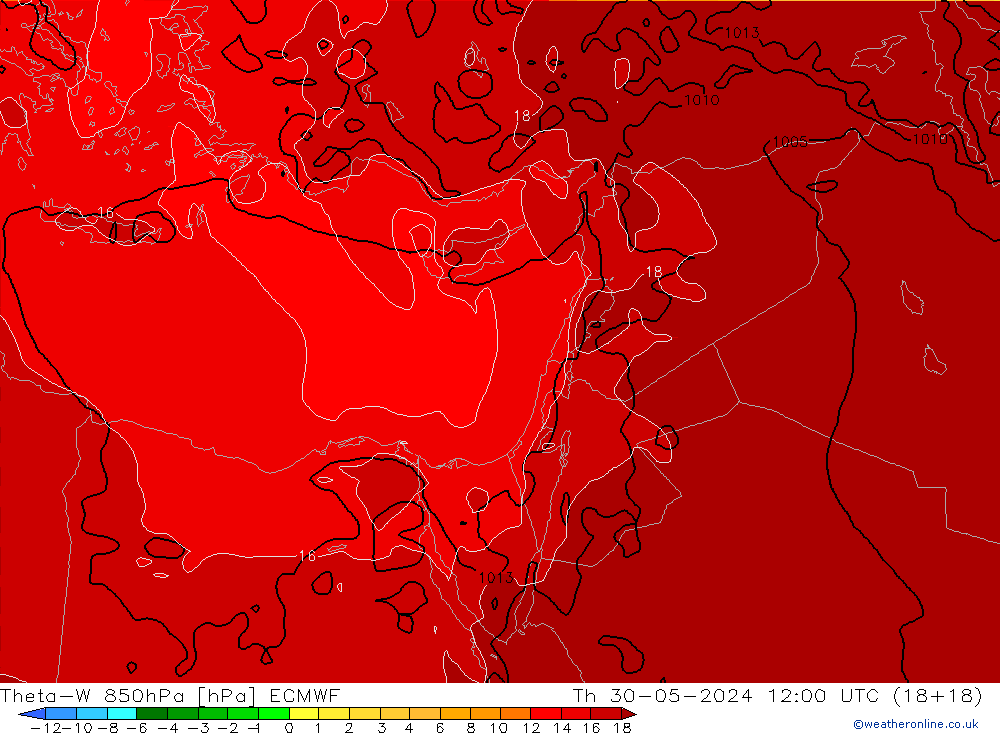 Theta-W 850hPa ECMWF Th 30.05.2024 12 UTC