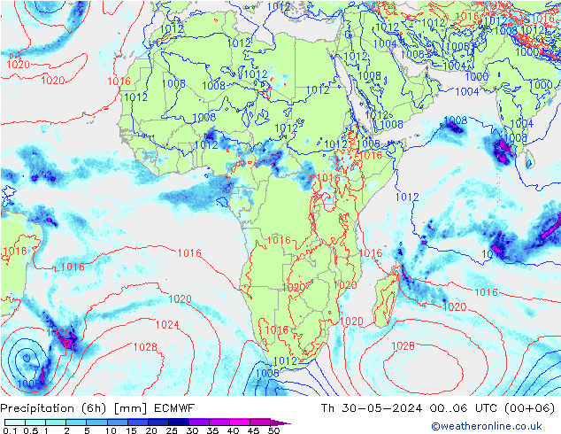 Z500/Rain (+SLP)/Z850 ECMWF  30.05.2024 06 UTC