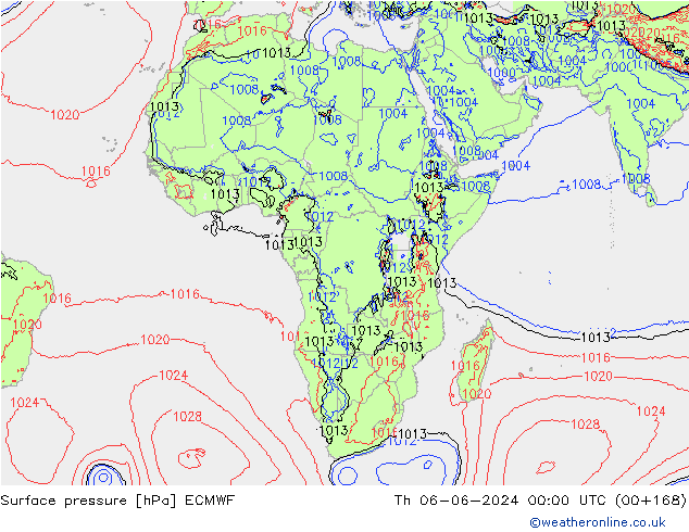 pressão do solo ECMWF Qui 06.06.2024 00 UTC