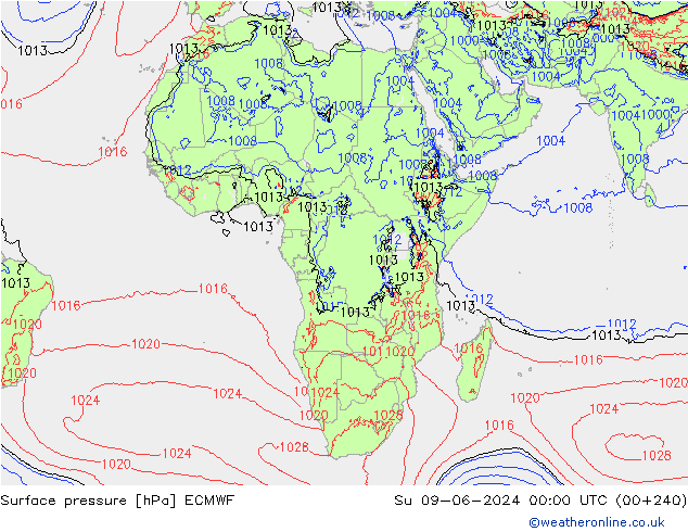 Surface pressure ECMWF Su 09.06.2024 00 UTC