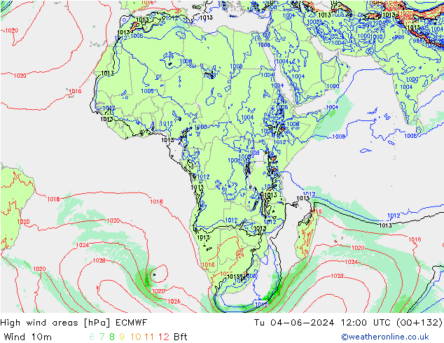 High wind areas ECMWF  04.06.2024 12 UTC