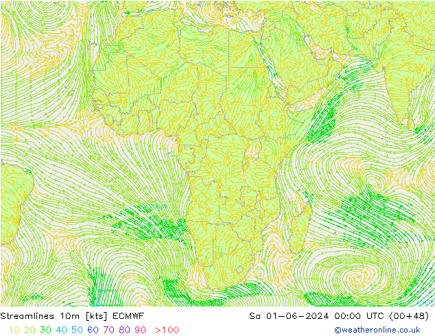 ветер 10m ECMWF сб 01.06.2024 00 UTC